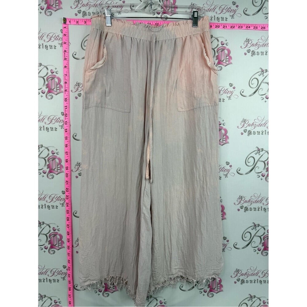 Gilli pants tie dye light pink Women's Wide-Leg Drawstring Pants in Pale Blush